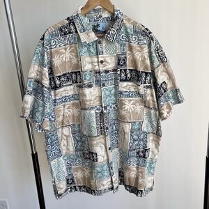 AFTCO Bluewater Hawaiian Button Up Short Sleeve Guy Shirt Mens XL Vintage Rare